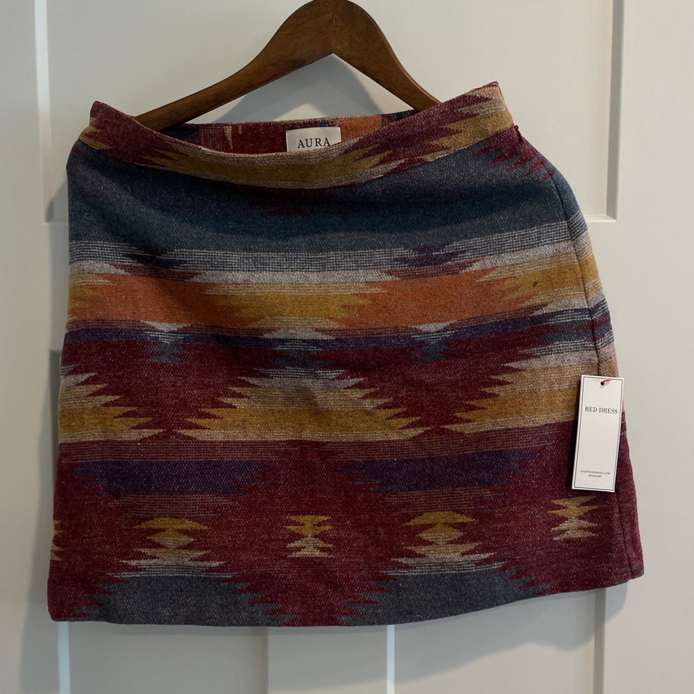 Red dress Southwest printed skirt